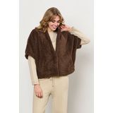 &Co Woman - Gilet - Choco - Mouwloos - Fancy Teddy Kwaliteit
