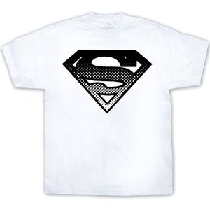 Superman Halftone Shield T-Shirt White-XL