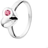 Ring Hart En Strass Zilver. Schattig zilveren hart ring van 6.4mm breed uitgevoerd met roze strass.