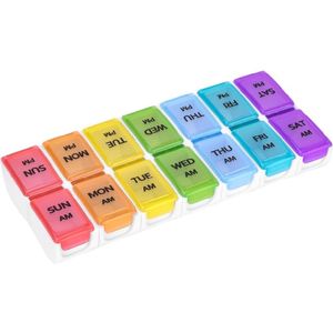 1-Pack - Mini verdeelde pillendoos - Wekelijkse pillenorganizer - Dagelijkse pillendoos - Verwijderbare medicijnhouder voor 7 dagen - Gemakkelijk te vullen en te verwijderen (kleurrijk)