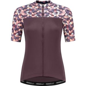 Rogelli Essential Graphic Fietsshirt - Korte Mouwen - Dames - Burgundy - Maat XS