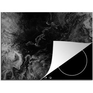 Inductie beschermer - Graniet print - Industrieel - Zwart - Design - Afdekplaat voor kookplaat - Inductie fornuis - 75x52 cm - Inductie mat - Inductieplaat beschermer