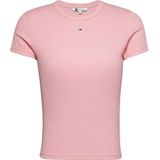 Tommy Jeans Essential Rib Ext T-shirt Met Korte Mouwen Roze L Vrouw