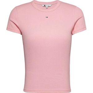 Tommy Jeans Essential Rib Ext T-shirt Met Korte Mouwen Roze L Vrouw