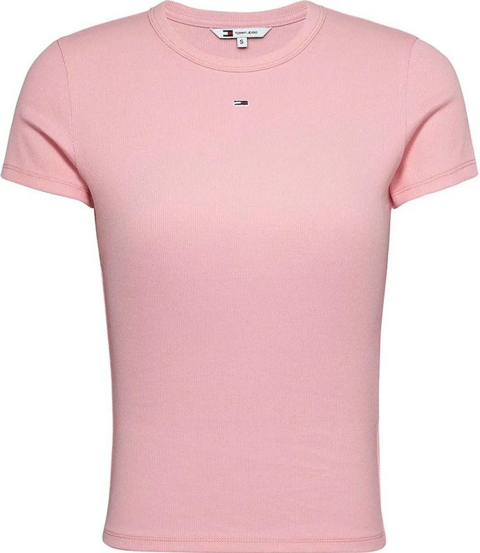 Tommy Jeans Essential Rib Ext T-shirt Met Korte Mouwen Roze L Vrouw
