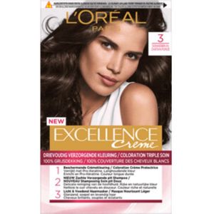 L’Oreal Haarverf – Excellence Creme nr. 3 Donker Bruin (3 stuks)