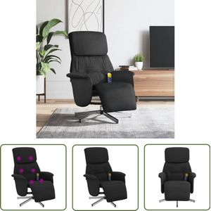 The Living Store Massagestoel verstelbaar met voetensteun stof zwart - Massagestoel - Massagestoel - Elektrische Massage - Relaxfauteuil - Wellness