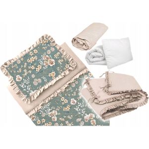 Babymandje Beddengoed Set 6 Delen met Ruches - 100% Katoen