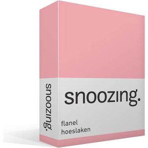 Snoozing - Flanel - Hoeslaken - Lits-jumeaux - 180x200 cm - Roze