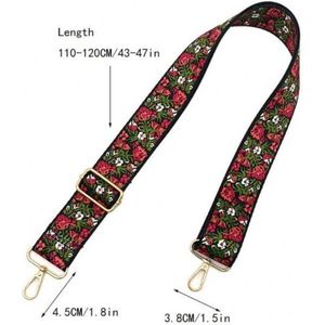 Bag strap - Bagstrap - Tassenriem - Schouderriem - Tassenhengsel - Schouderband - Tasriem - Telefoonkoord - Zwart - Groen - Roze - Rood - Goud – Bloemen - Crossbody-tas band