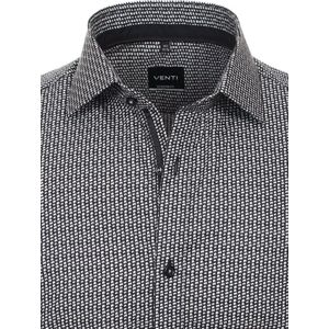 Antraciet Venti Overhemd Kent Boord Met Motief Modern Fit - XL