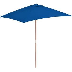 The Living Store Tuinparasol - 150 x 200 x 235 cm - Blauw - Gelamineerd bamboe en hardhout