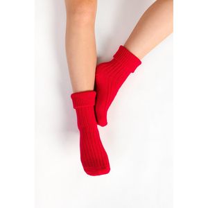 Huissokken-bedsokken-wintersokken-drukvrij-dames-meisjes-rood-maat 35-37