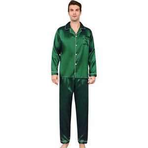 Nivard Satijnen Badjas Heren - Kimono - Kamerjas - Satijn - Ochtendjas - Pyjama - Groen - Maat XXL