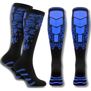 LUCCIO Performance 2 paar Compressiekousen - Sportsokken - Steunkousen - Hardloopsokken - 20-30 mmHg - Wandelsokken - Hardlopen, Reizen, Sport & Herstel - Blauw - Maat 38-42 - Unisex - Sinterklaas cadeautjes - Kerst cadeaus