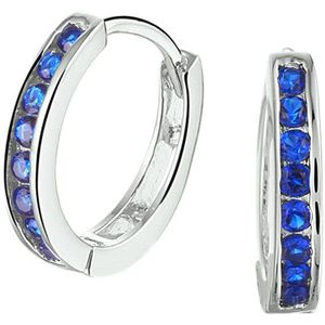 Glams klapoorringen synth. saffier - 12.5 mm - Zilver