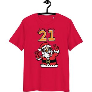 Bitcoin T-shirt - Crazy Santa 21 - Kerst T-shirt - Unisex - 100% Biologisch Katoen - Rood - Maat S | By BitPopArt | Bitcoin cadeau| Bitcoin T-shirt | Bitcoin Shirt| Bitcoin Merch| Bitcoin Kleding| Crypto Kleding