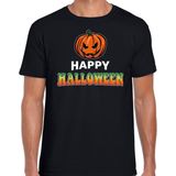 Halloween Pompoen / happy halloween verkleed t-shirt zwart voor heren - horror shirt / kleding / kostuum XL