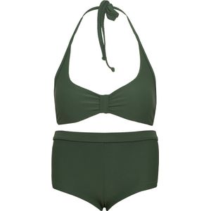 Bikini hipster broekje en haltertopje Olijfgroen 170-176