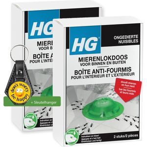 HG mierenlokdoos voor binnen en buiten - 2 x 2 Stuks - inclusief sleutelhanger