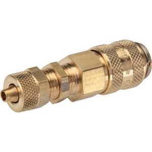 Messing DN 5 Luchtkoppeling Snelkoppeling 6x8 mm Push-On Schotkoppeling Double Shut-Off - CLS5-NB-B-SV-6