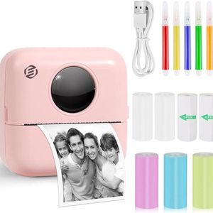 Equivera Mini-Printer - Pocket Printer - Mobiele Fotoprinter - Draagbaar & Draadloos - Leerhulp & Notites