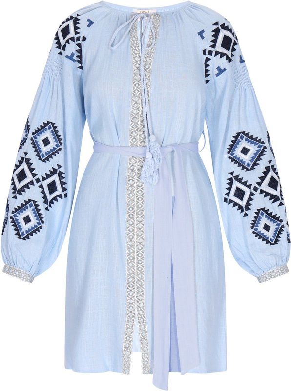 usha - FESTIVAL - Zomerjurk - Navy - Lichtblauw - Wit