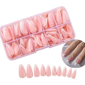 GUAPÀ® Nageltips Almond | 120 stuks valse nagels | French Manicure | Press On Nails | Zelfklevende Plaknagels | Nepnagels | Kunstnagels | Compleet plaknagels starterspakket | Nagels Wraps | Smile line | 120 stuks plaknagels Nude French Line