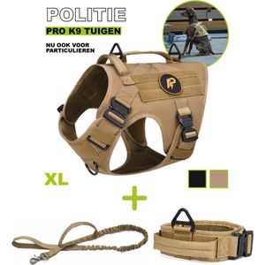 Always Prepared © Pro K9 Y Tuig - Halsband - Riem – Middel en grote hond – Khaki - XL