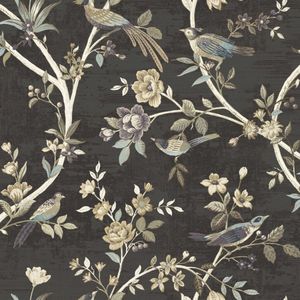 Behang met takken en vogeltjes - Behang - Wandbekleding - Wallpaper - Vliesbehang - Thema - 0,53 x 10,05 M.