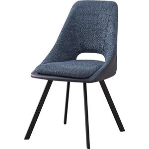 Interiax Eetkamerstoel Ada BouclÃ© Blauw Rug PU Blauw