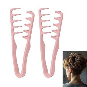 2-stuks Haarstylingkam - Texturerende kam - Kam met brede tanden - Tool voor volumetoename bij de wortels - Bedekt ponynaden - Lichtgewicht ontwerp - Schoonheidsaccessoire voor salonstyling - Geschikt voor mannen en vrouwen - Roze