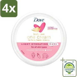 Dove - Body Love - One Cream - Hydraterend en voedend - 250 ml - Voordeelverpakking - 4 stuks - Hydraterende crème - Voedende crème