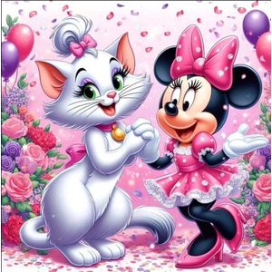 Diamond painting Aristocats en Minnie Mouse 50x50 vierkante steentjes