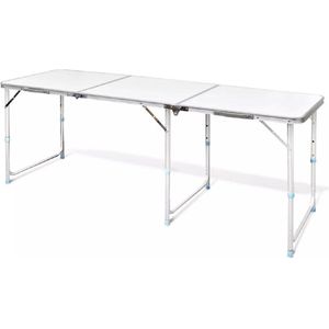 Camping tafel 180x60cm aluminium, kleur wit, kamperen