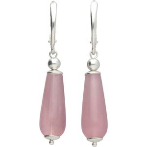 Bela Donaco - Oorbellen Classic – roze Chalcedoon – Sterling Zilver