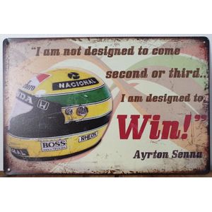 Ayrton Senna Formule 1 Reclamebord van metaal METALEN-WANDBORD - MUURPLAAT - VINTAGE - RETRO - HORECA- BORD-WANDDECORATIE -TEKSTBORD - DECORATIEBORD - RECLAMEPLAAT - WANDPLAAT - NOSTALGIE -CAFE- BAR -MANCAVE- KROEG- MAN CAVE
