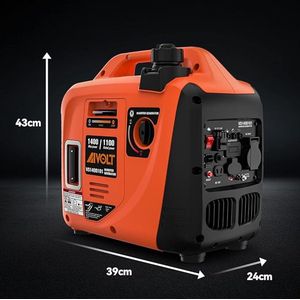 Powerstation- Essentieel Noodpakket: Stille 1400W Inverter Benzine Generator | Betrouwbare Noodstroom AC 230V/DC 12V/USB | Compact & Zuinig | Perfect voor Stroomuitval & Outdoor