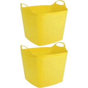 2x stuks flexibele kuip opbergmanden vierkant geel 40 liter - 42 x 42 cm