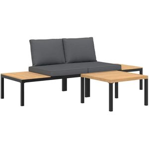 vidaXL Loungeset 3-delig - Aluminium - Inclusief kussens Loungebank - Lounge Set - Tuin Bank - Buitentijdbanken - Aluminium Loungebank