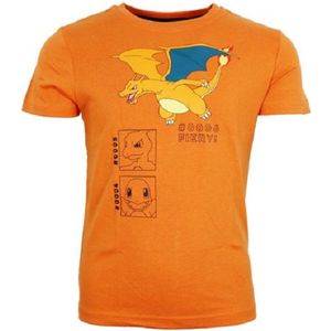 Pokemon - Charizard - t-shirt - unisex - kinder - tiener - korte mouw - oranje - maat 110/116