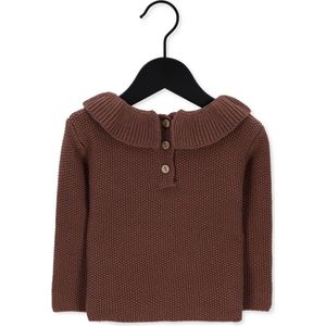 Quincy Mae Ruffle Collar Knit Sweater Truien & Vesten Unisex - Sweater - Hoodie - Vest- Bruin - Maat 4-5Y