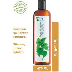 Hunca Shampoo – Brandnetel (Isırgan) – 675 ml – Natuurlijk & Versterkend – Tegen Haaruitval – Voor Sterk & Gezond Haar – Natuurlijke Haarverzorging