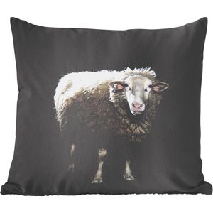 Sierkussens - Kussentjes Woonkamer - 40x40 cm - Schaap - Boerderijdieren - Zwart
