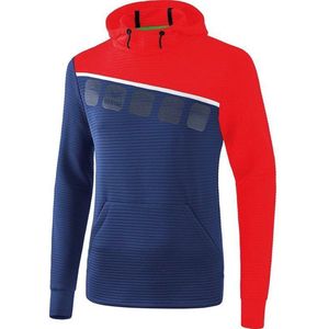 Erima 5-C Sweatshirt Met Capuchon Kinderen - New Navy / Rood / Wit | Maat: 152