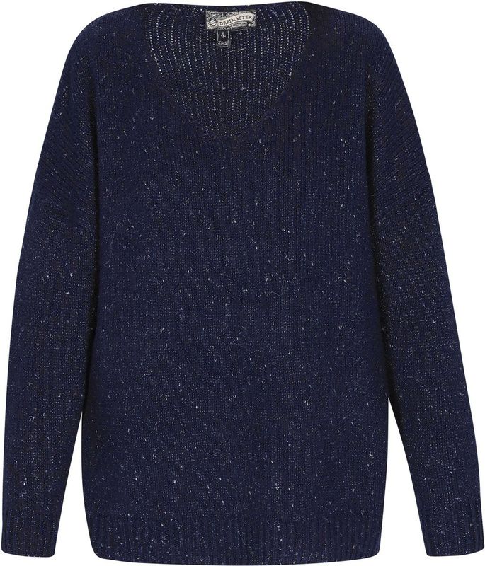 DreiMaster - Vintage - Trui - Navy - V-hals - Losse Pasvorm - Lange Mouw