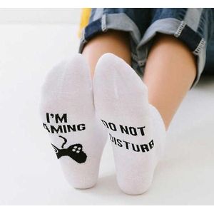 Game sokken - Wit met Tekst: Do not disturb, I'm gaming - maat 37-41