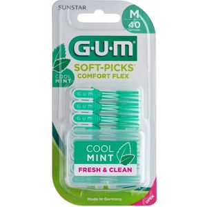 8x GUM Soft-Picks Comfort Flex Mint Medium 40 stuks
