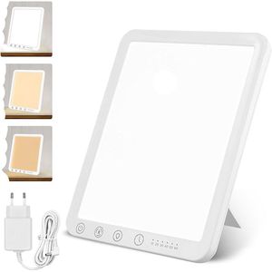 Lichttherapielamp - Daglichtlamp - 3000 K / 4500 K / 6500 K - 180° Opvouwbare Standaard - Verstelbaar - Daylight Lamp - Lamp - 15.000 Lux - Compacte Daglichtlamp Voor Thuis & Bureau - Wit