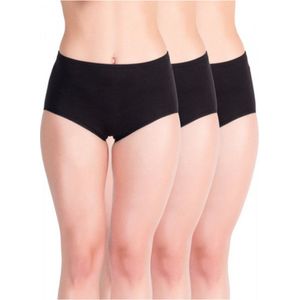 3 stuks Katoenen dames slips - High Waist - Zwart - Maat 48/50